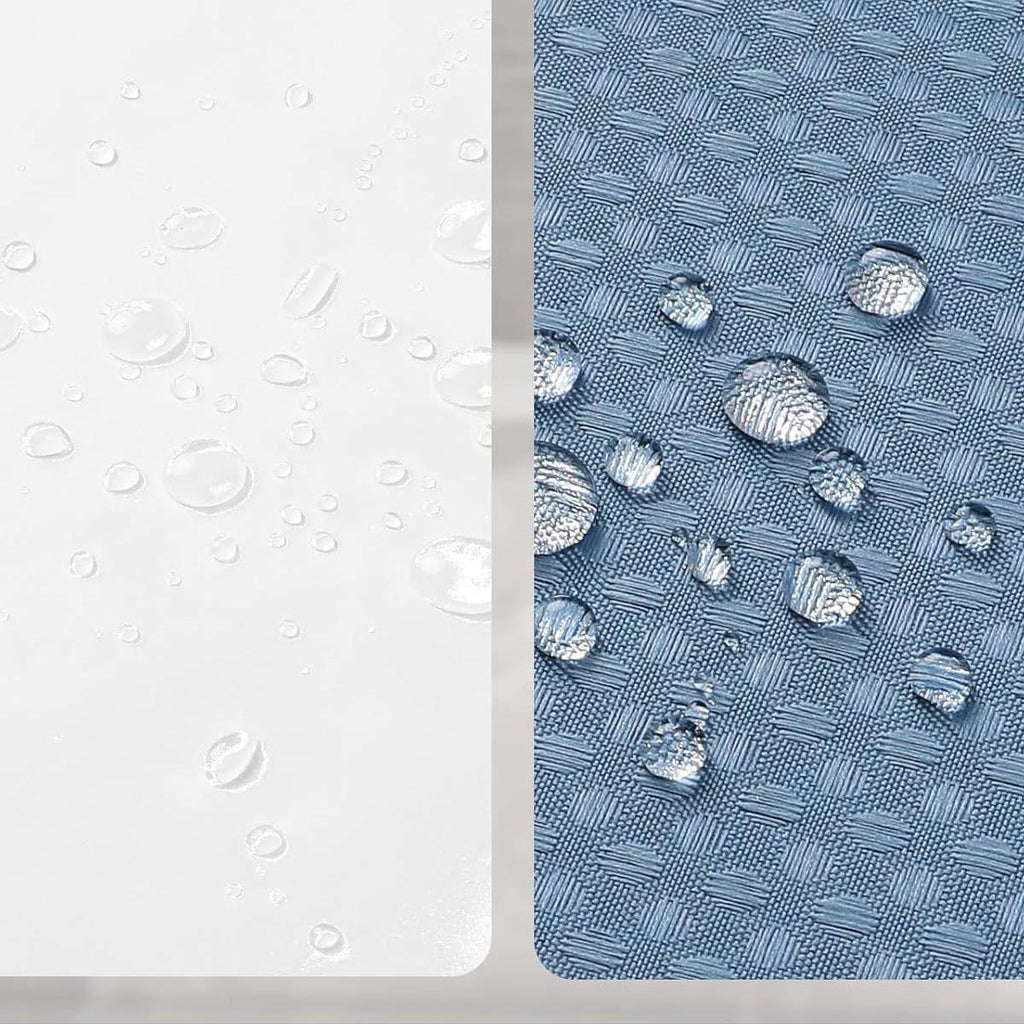 72"W x 72"H Blue Waffle Textured 3 in 1 Shower Curtain Set