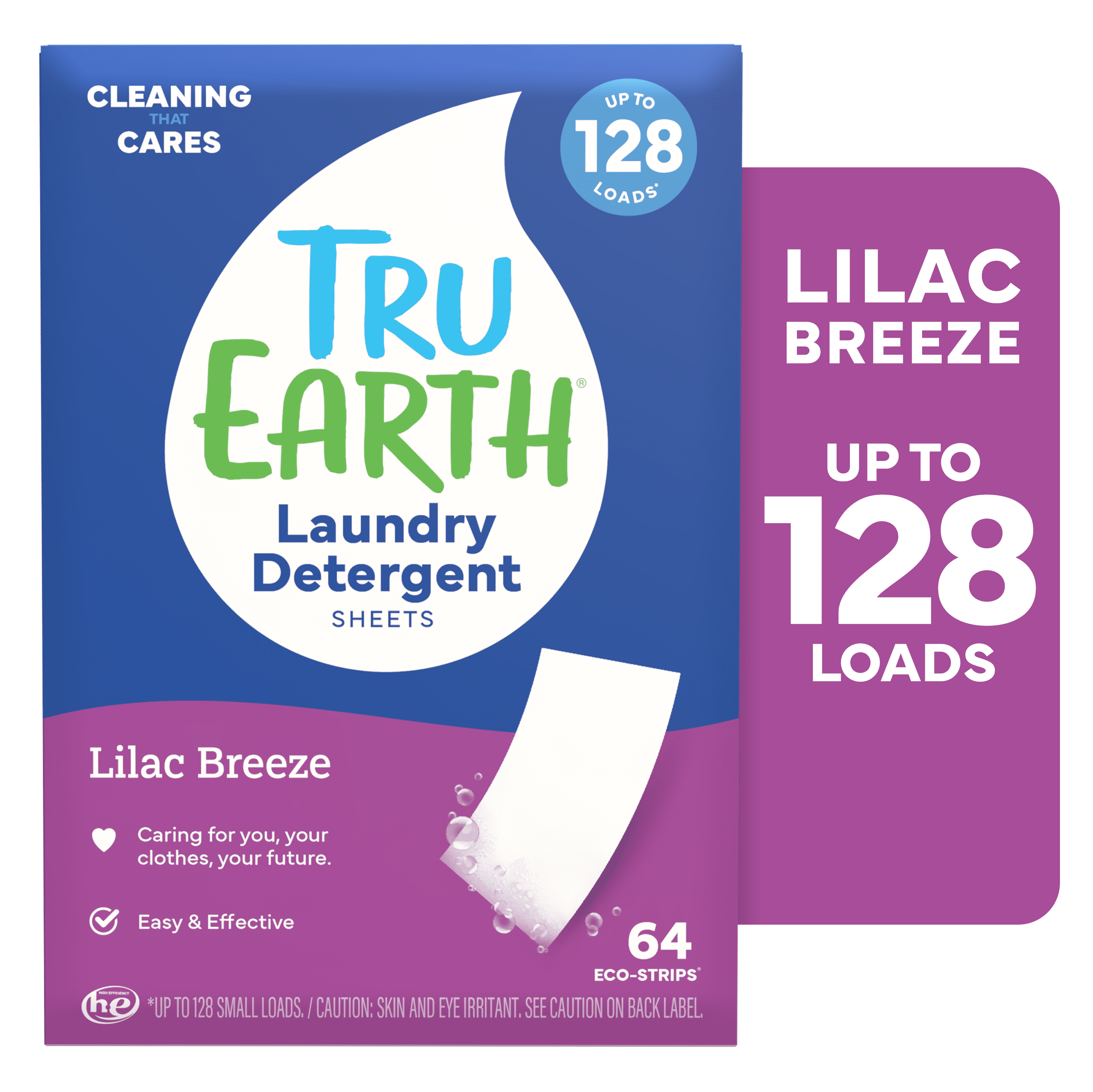 Laundry Detergent Sheets - Lilac Breeze Scent - up to 128 Loads (64 Sheets) - Laundry Detergent Eco-Strips