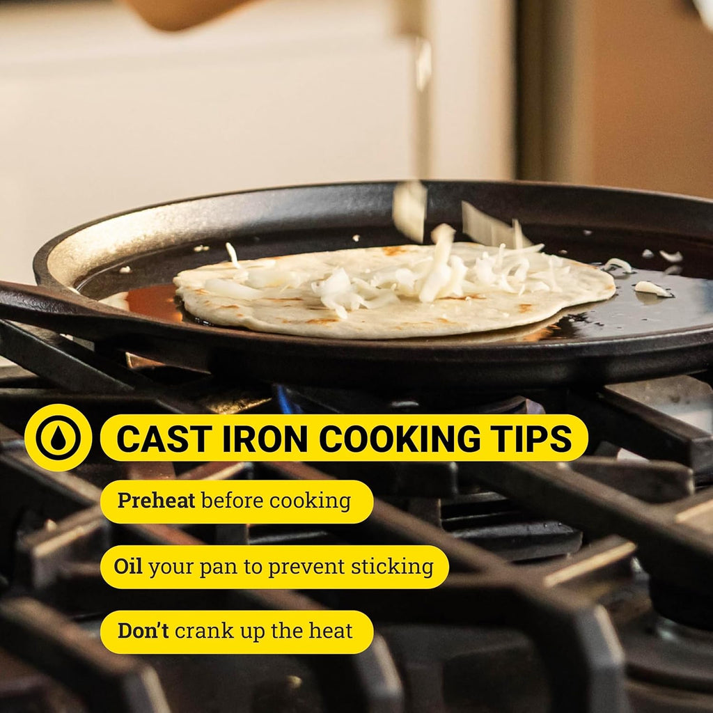 BOLD 12 Inch Seasoned Cast Iron Griddle, Design-Forward Cookware