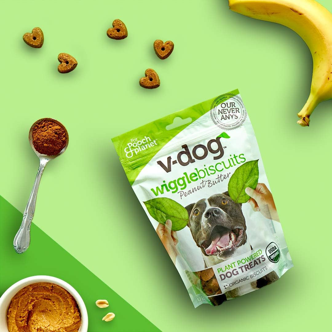 Vegan Wiggle Biscuit Organic Dog Treats, Peanut Butter, 10 Ounce, Superfoods