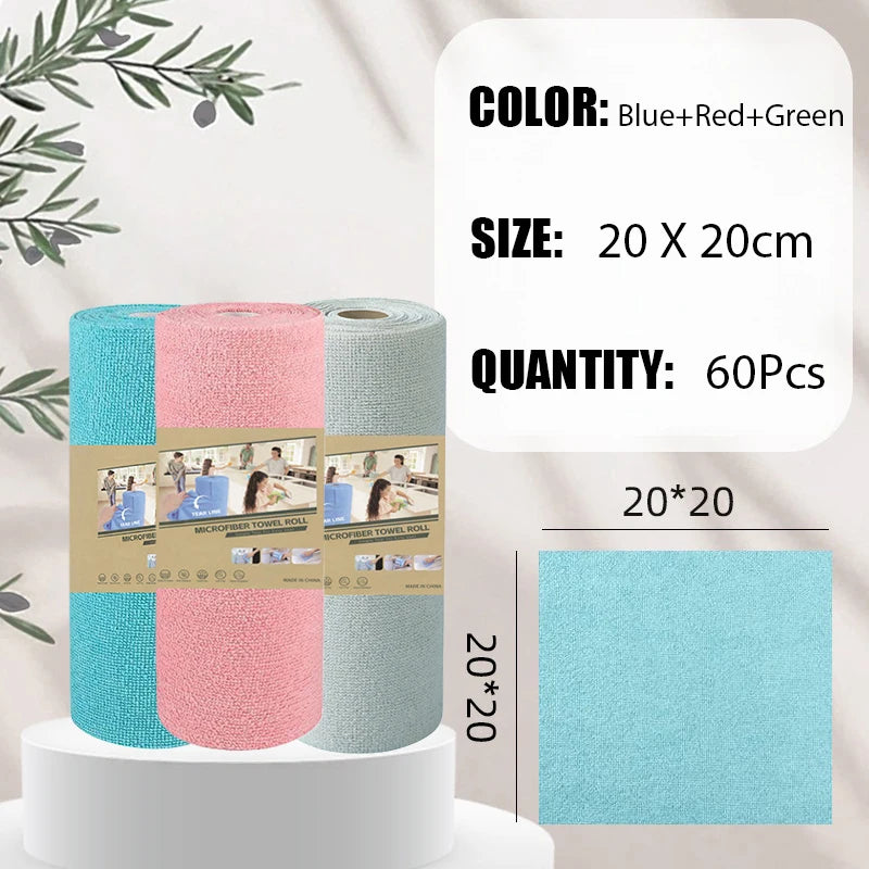 20~60Pcs Thickened Super Absorbent Dishcloth Reusable Kitchen Wiping Rags Microfiber Cleaning Cloths Household Cleaning Tools