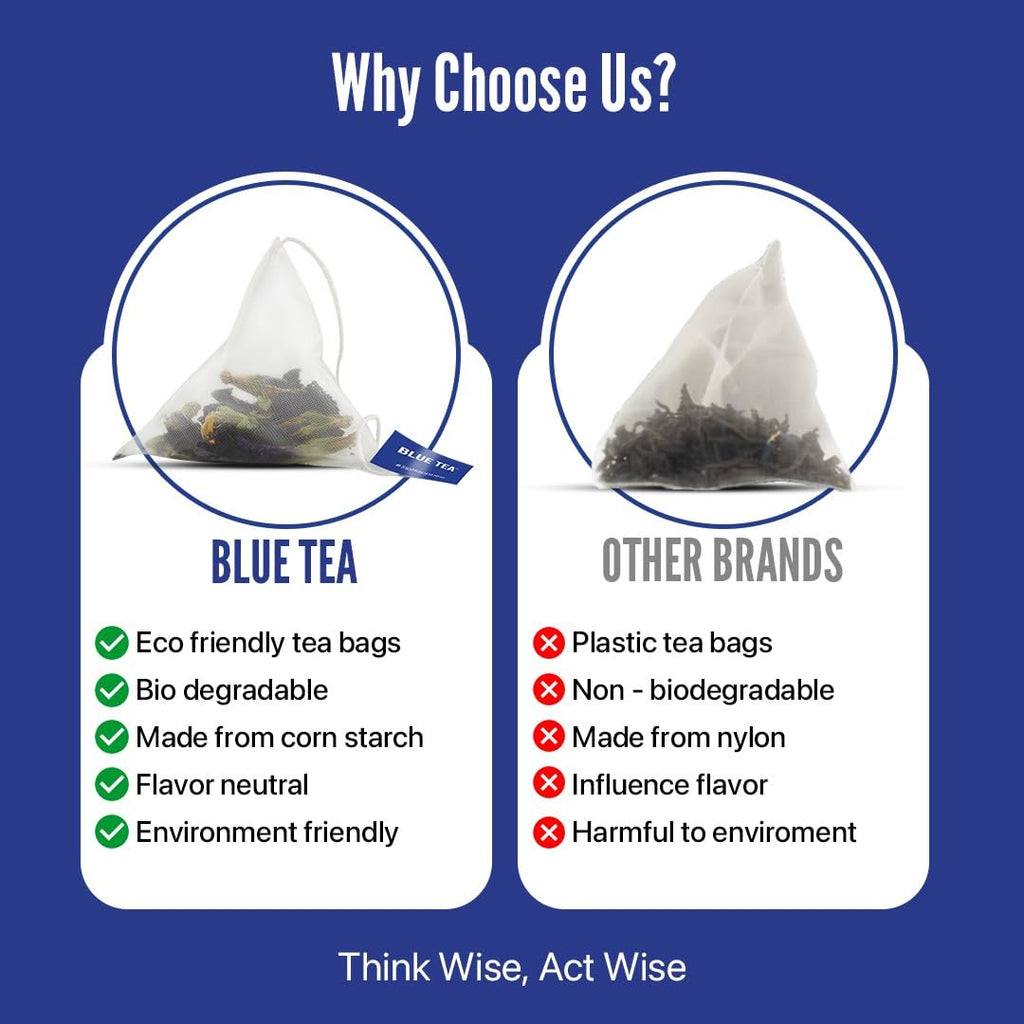 - Butterfly Pea Flower Tea - Ashwagandha - 10 Count - Pyramid Plant Based Tea Bag | ANTIOXIDANT RICH | Caffeine Free - Flower Based - Herbal Tea - Non Bitter | Zipper Pack