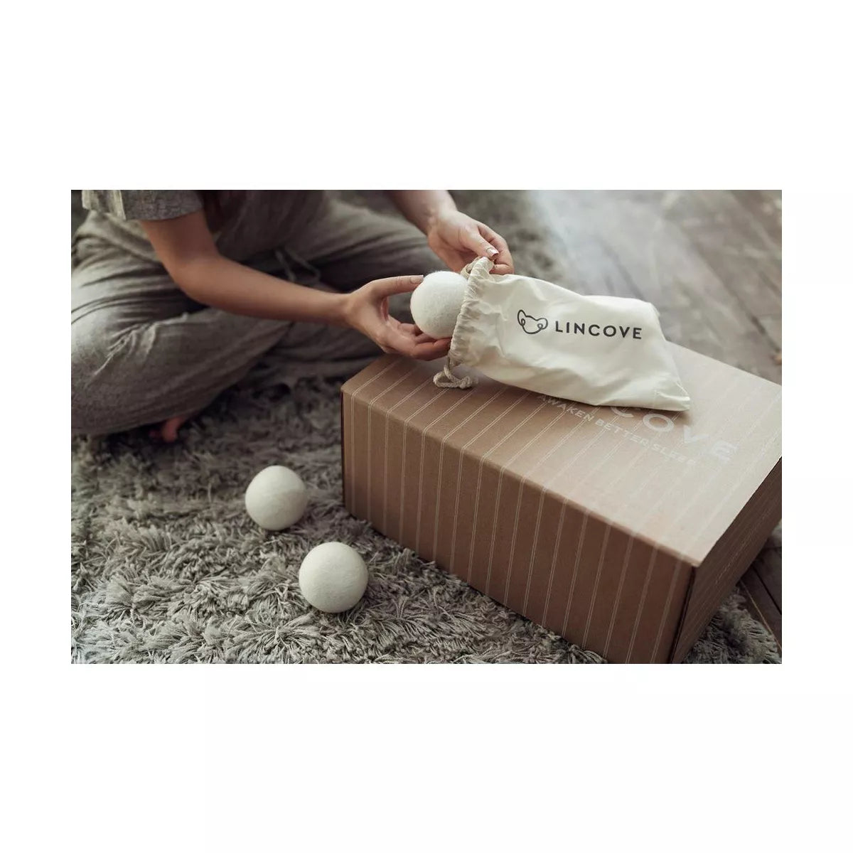 Lincove 100% Organic Wool Dryer Balls – Natural Fabric Softener, Reduces Drying Time & Static, Reusable, 1,000+ Loads