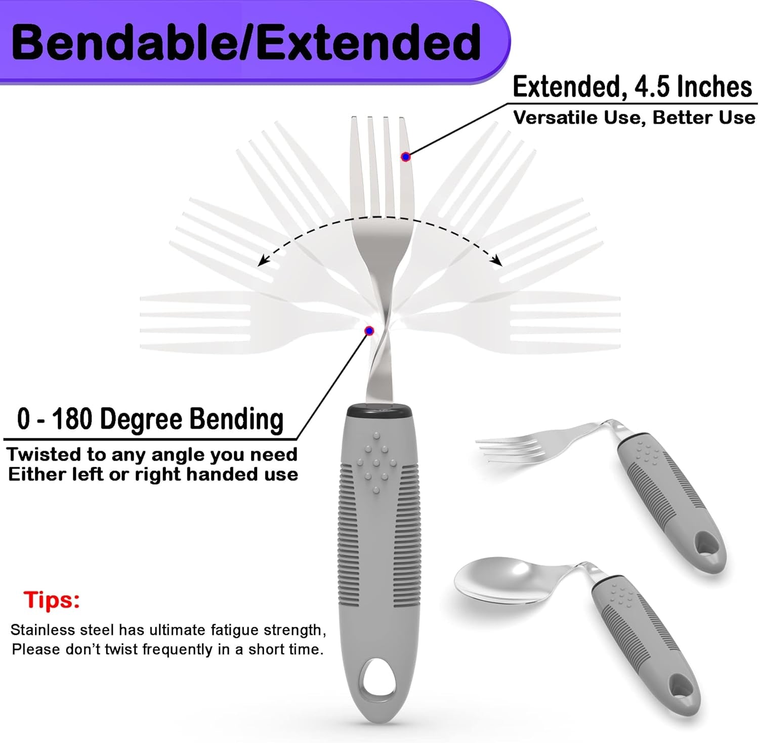 Weighted Parkinsons Utensils for Hand Tremors, Weighted Silverware for Parkinsons Patients Arthritic Hands, Built up Utensils for Adults, Adaptive Eating Utensils for Disabled People Elderly
