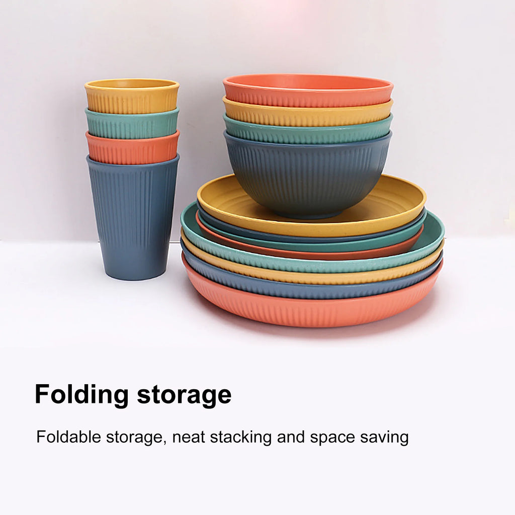Blingpainting Wheat Straw Dinnerware Set - Durable, Non-Toxic, Sustainable, Eco-Friendly,Stain-Resistant & Dishwasher Safe