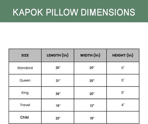 100% Organic Kapok Pillow with Natural Organic Cotton Removable Cover, Machine Washable Ventilated Cover, Organic Fill (Queen - 31"X20")