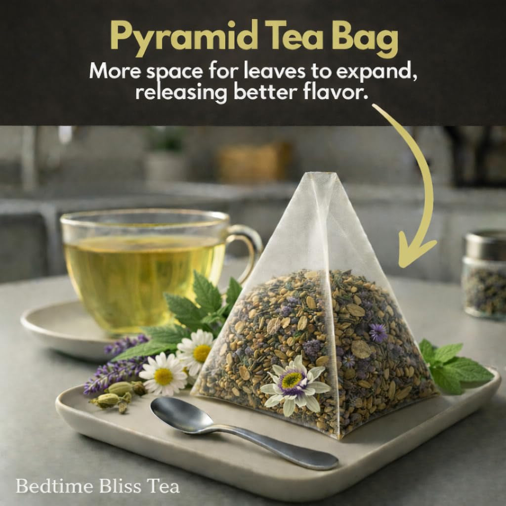Organic Bedtime Bliss Tea – 100 Count, Plant-Based Pyramid Tea Bags