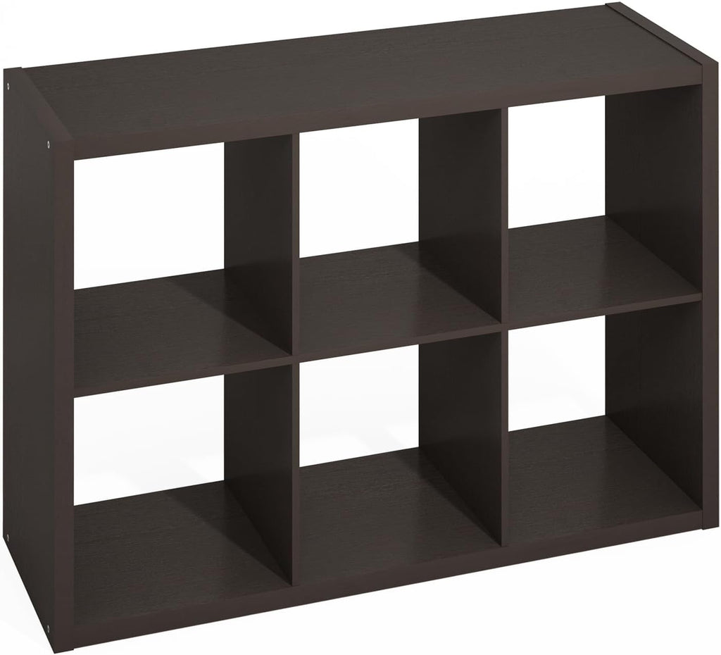 HERMITE Kitchen Island, 6-Cube Coffee Bar, Kitchen Storage, Bakers Rack, for Pantry Organizers and Storage, Kitchen Organization, Black Oak