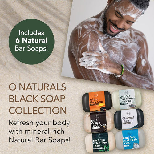 100% Natural Bar Soap - Gift Set - Organic Ingredients & Essential Oils - Spa Gifts for Women & Men, Body Wash & Face Soap - 6PC Black Soap Collection - Mothers Days Gifts