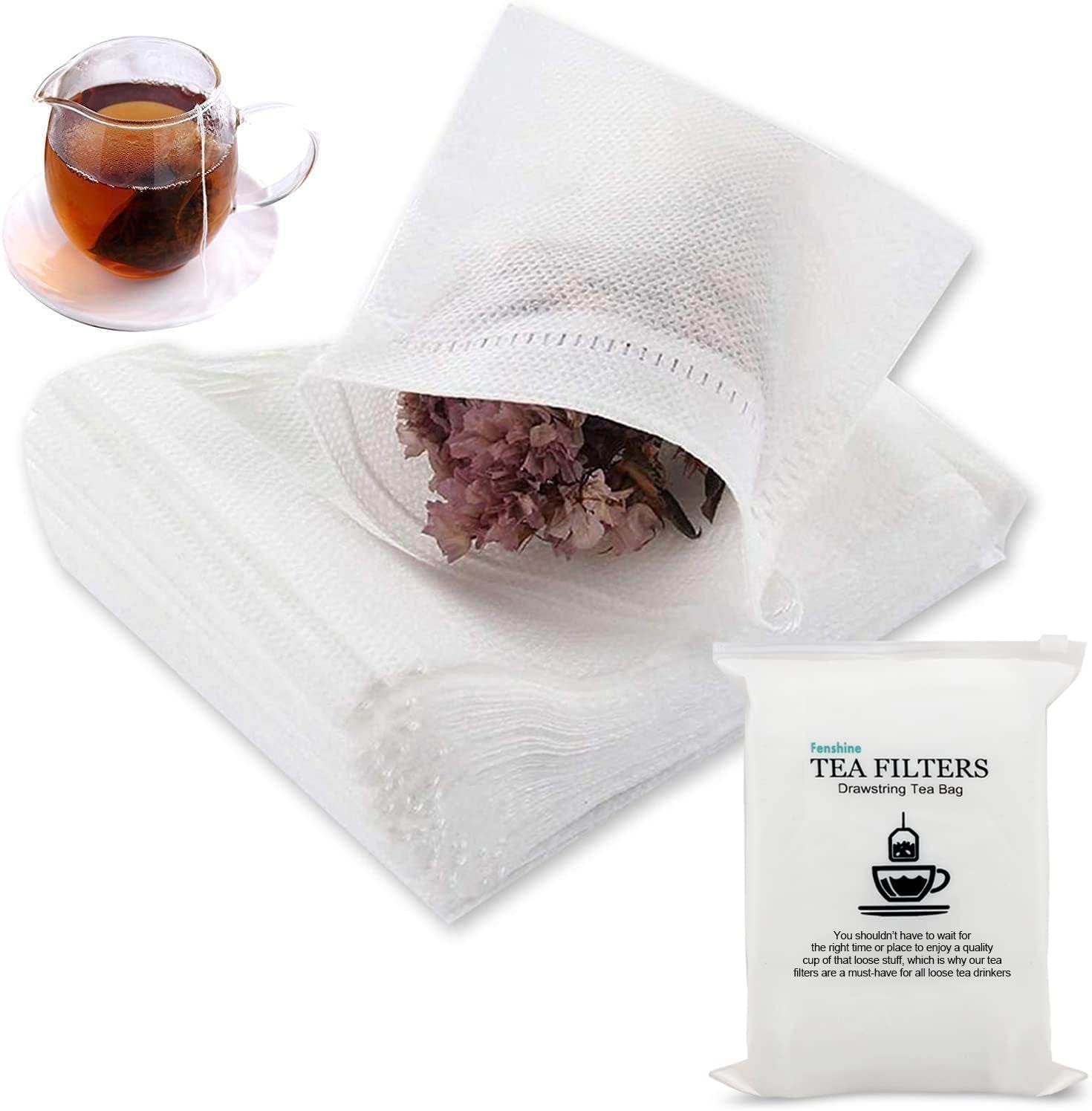 200 Pcs Disposable Tea Bags for Loose Leaf Tea, Empty Tea Bags for Loose Tea with Drawstring, Natural Tea Filter Bags
