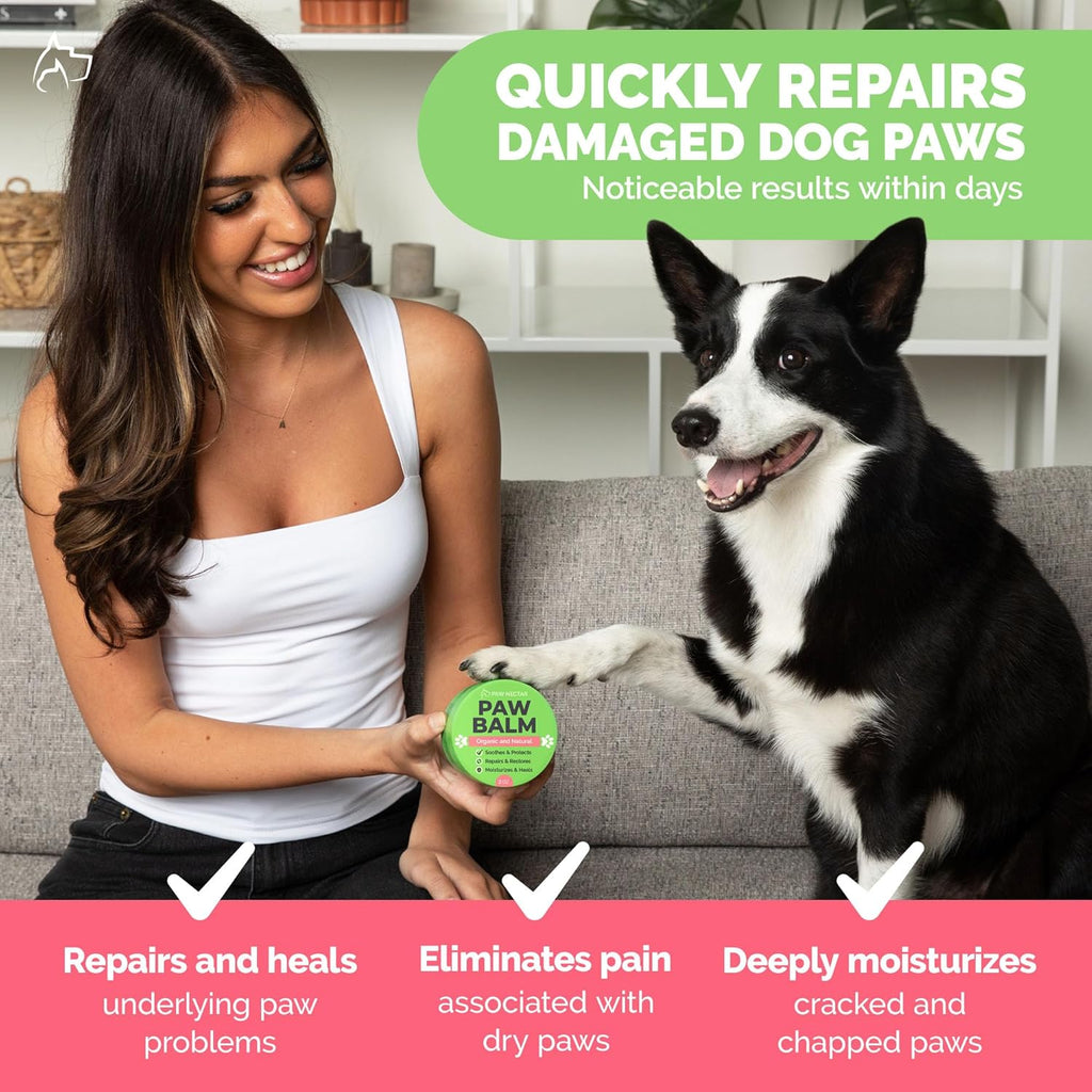 Natural Lick Safe Dog Paw Balm - 2 Pack 100% Organic Dog Paw Pad Balm Protector, Moisturizer & Soother for Dry Cracked Paws, Hot Pavement - Heals, Repairs & Restores - Coconut Oil, Shea Butter (2Oz*2)