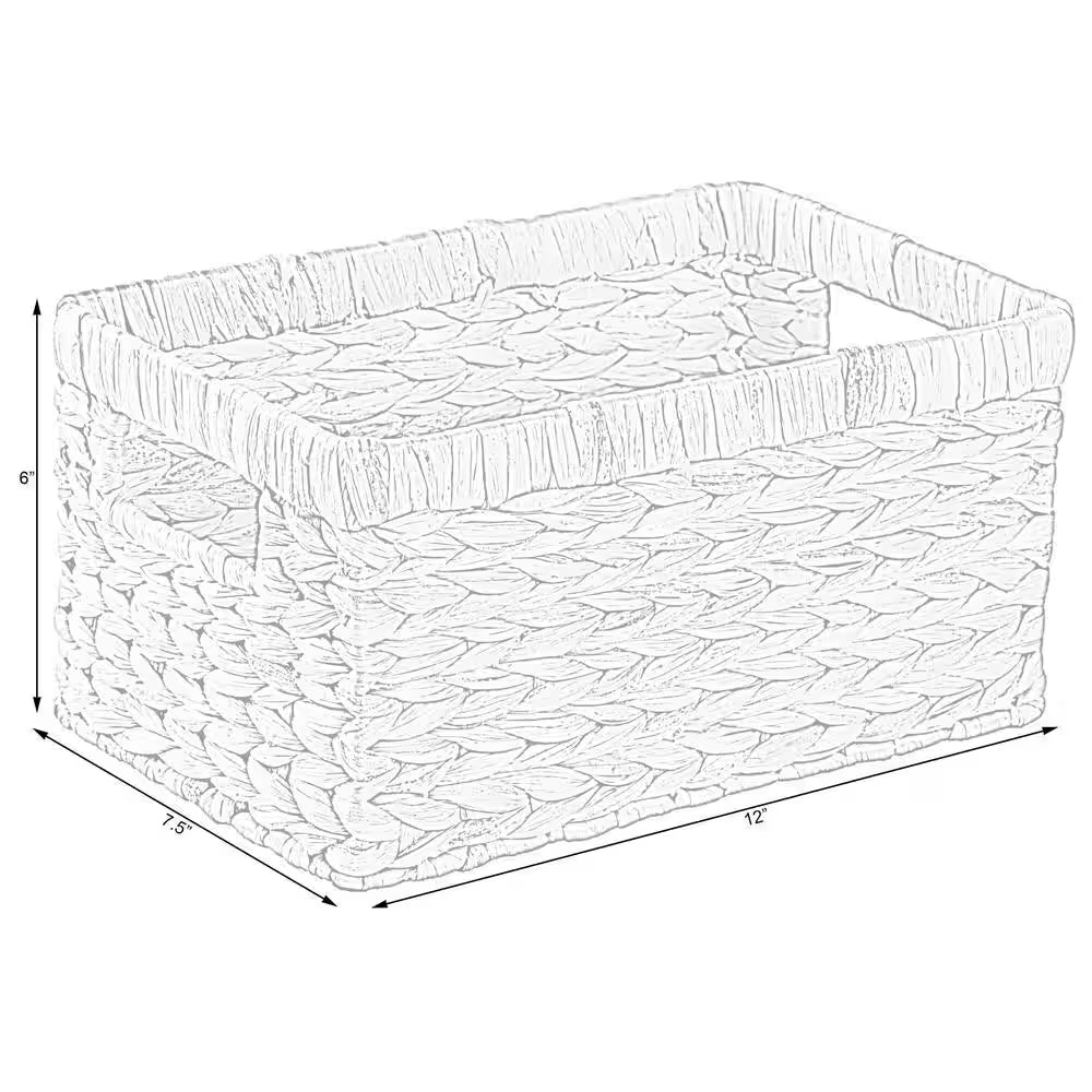 Natural Water Hyacinth Rectangular Storage Bin Basket
