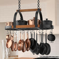 Natural Solid Wood 39 Inch Large Hanging Pot Rack, 130 LBS Capacity Heavy Duty Oval Pot and Pan Hanging Rack Ceiling Mount, Pot Pan Hangers Organizer for Kitchen, 20 Hooks (For 16" and 24" Joist)