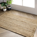 2X4 Rigo Jute Hand Woven Area Rug, Natural, Solid Farmhouse Design, Natural Fiber, for Bedroom, Living Room, Dining Room, Hallway, Office, Kitchen, Entryway