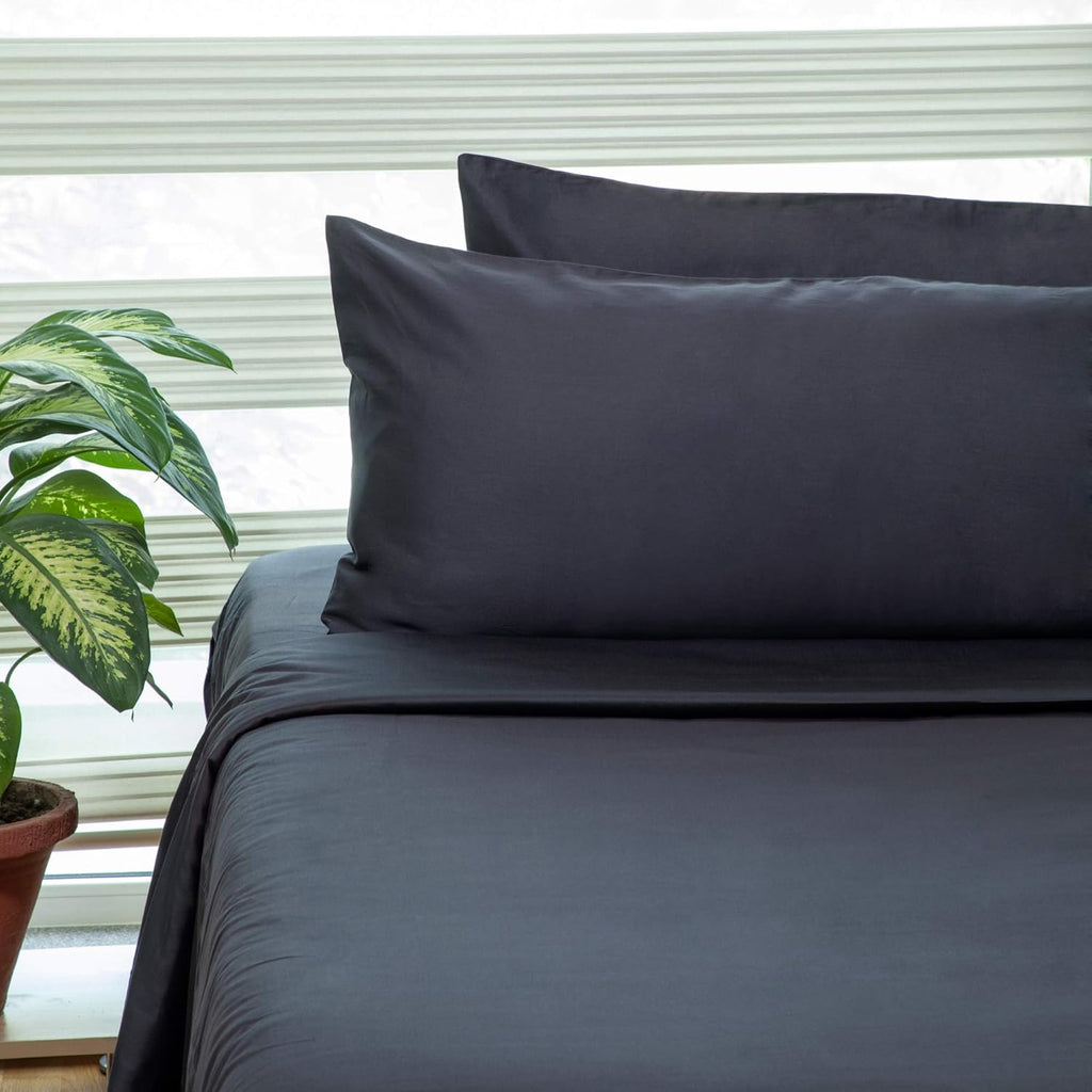 Organic Cotton Sheets Full Size Bed – 400 TC GOTS Certified, Ultra Soft Long Staple Cotton, Eco-Friendly Luxury Bedding Better than Egyptian Cotton, Breathable Deep 17″ Pockets – Dark Grey