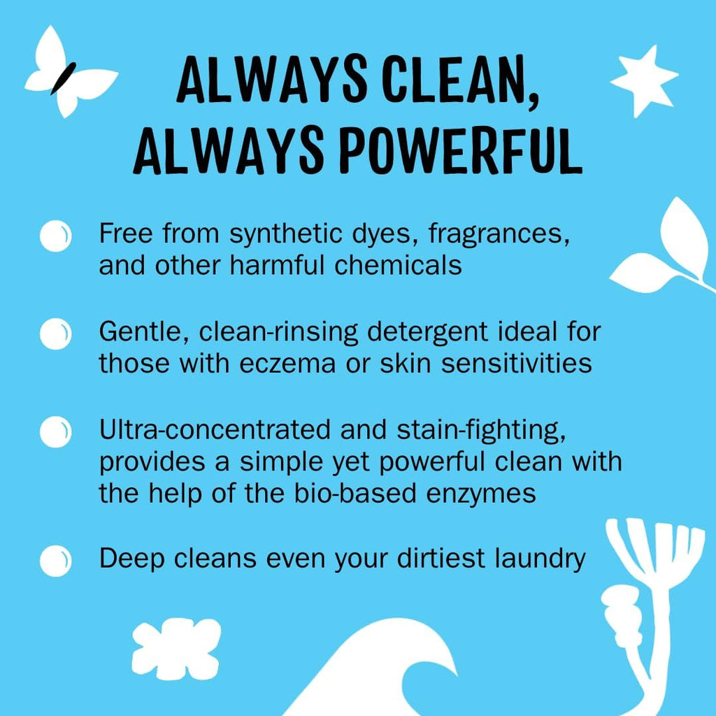 Liquid Laundry Detergent | Clean Laundry Detergent Soap for Sensitive Skin | 2X Concentrated, High Efficiency (HE) | Peppermint - 100 Loads
