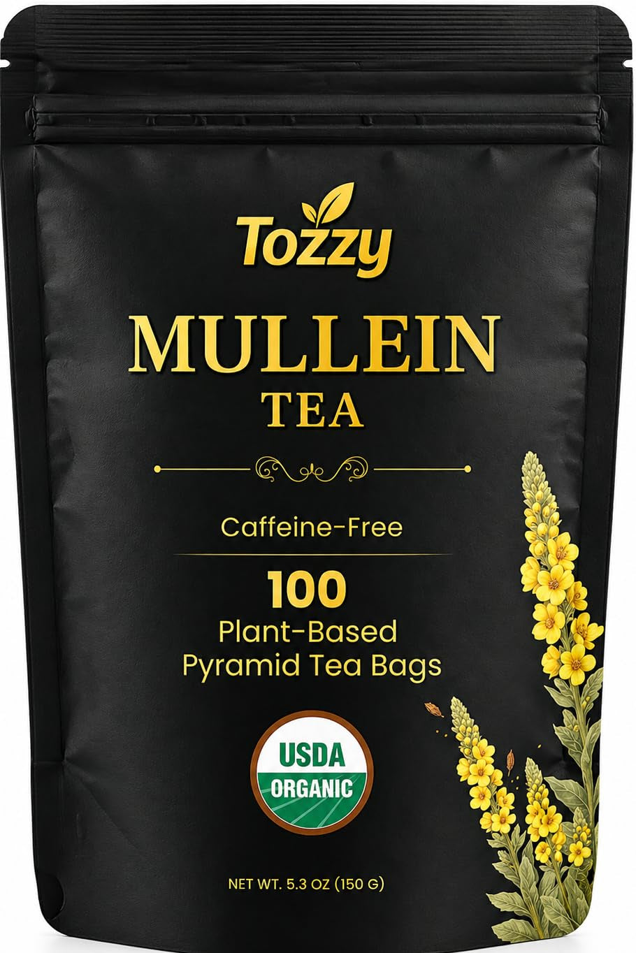 Organic Mullein Tea – 100 Count, Plant-Based Pyramid Tea Bags – Packaging May Vary