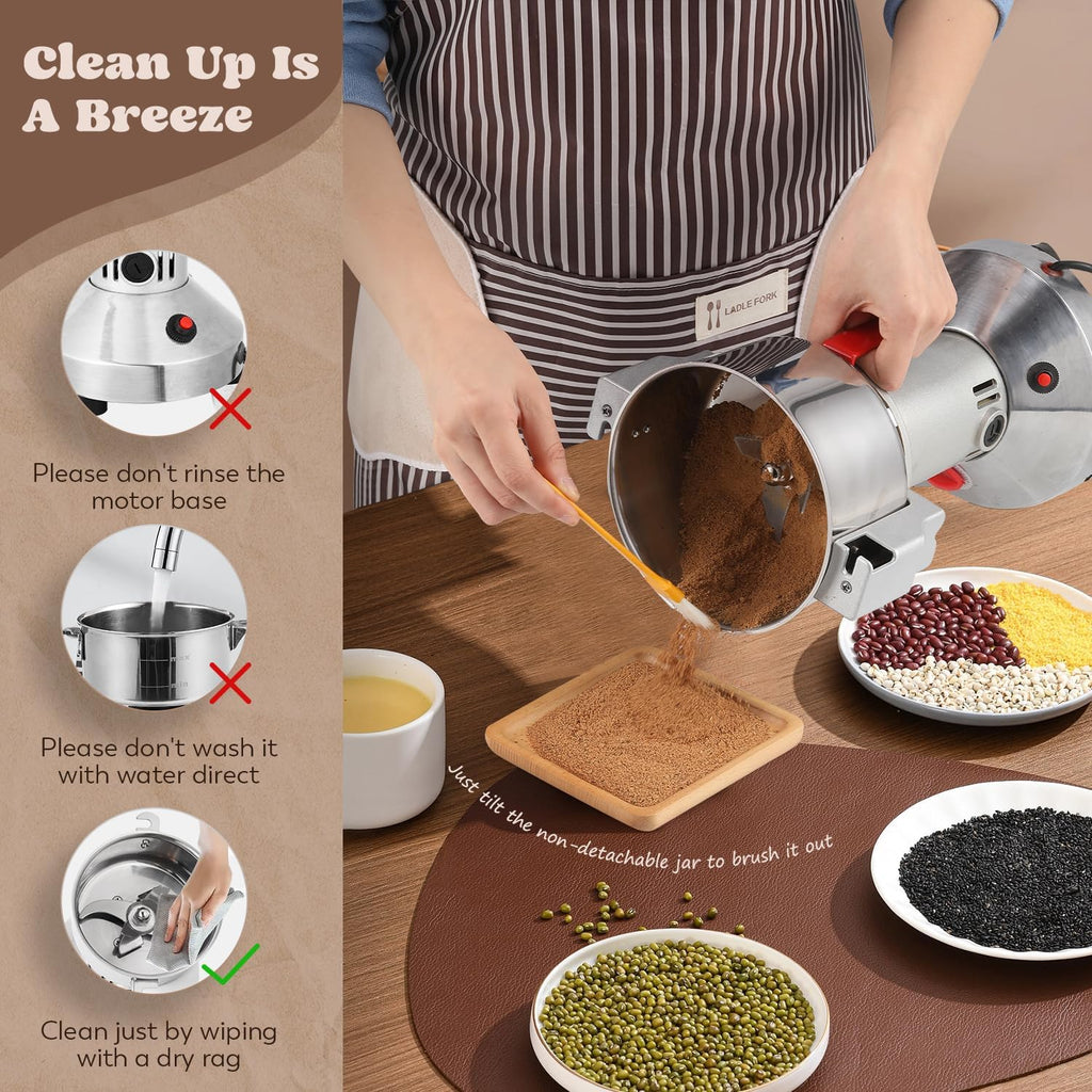 Grain Mill Grinder Electric 150G Commercial Spice Grinder 850W Stainless Steel Pulverizer Dry Grinding Machine for Wheat Corn Rice Pepper Herbs Coffee Beans (150G Upright, 110V)