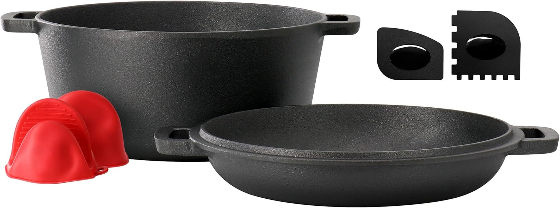 5 Quart Pre-Seasoned 2-In-1 Cast Iron Dutch Oven and Skillet