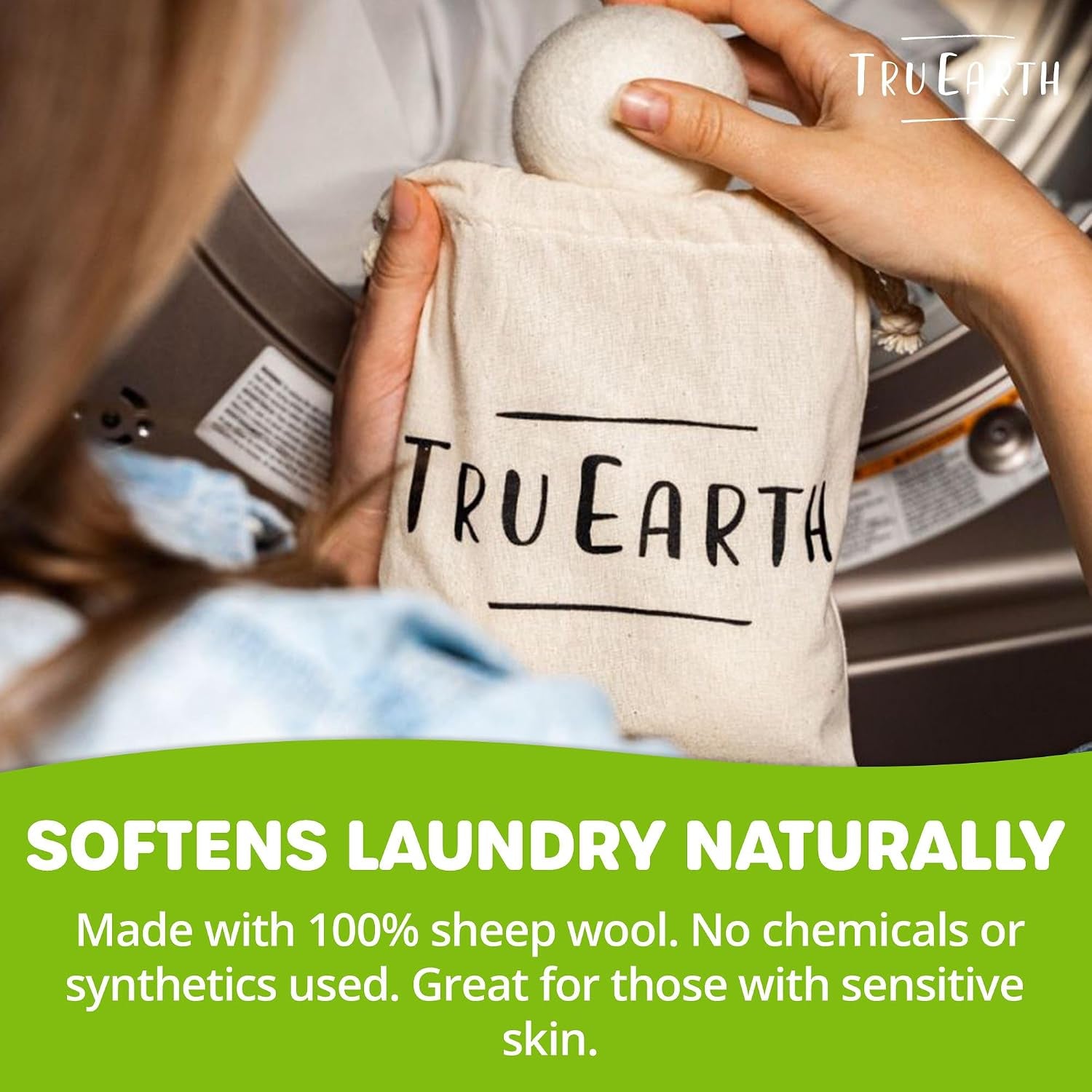Wool Dryer Balls, Set of 4 XL 100% Wool Anti-Static Balls for Laundry, Reusable & All Natural