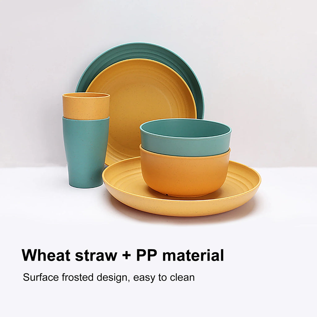 Blingpainting Wheat Straw Dinnerware Set - Durable, Non-Toxic, Sustainable, Eco-Friendly,Stain-Resistant & Dishwasher Safe