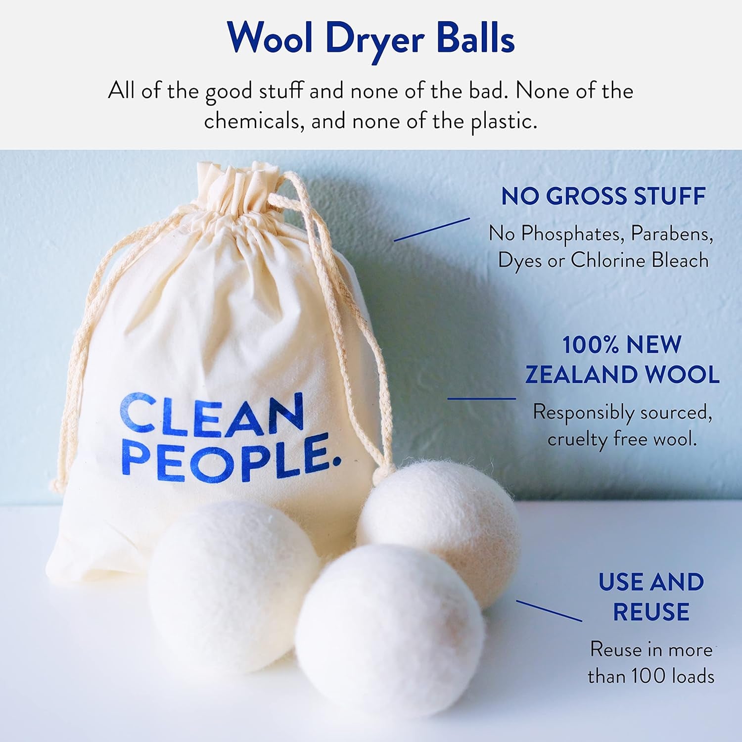 100% New Zealand Wool Dryer Balls - 6 Pack - for Laundry, Fabric Softening, anti Static, No Lint, Odorless and Reusable
