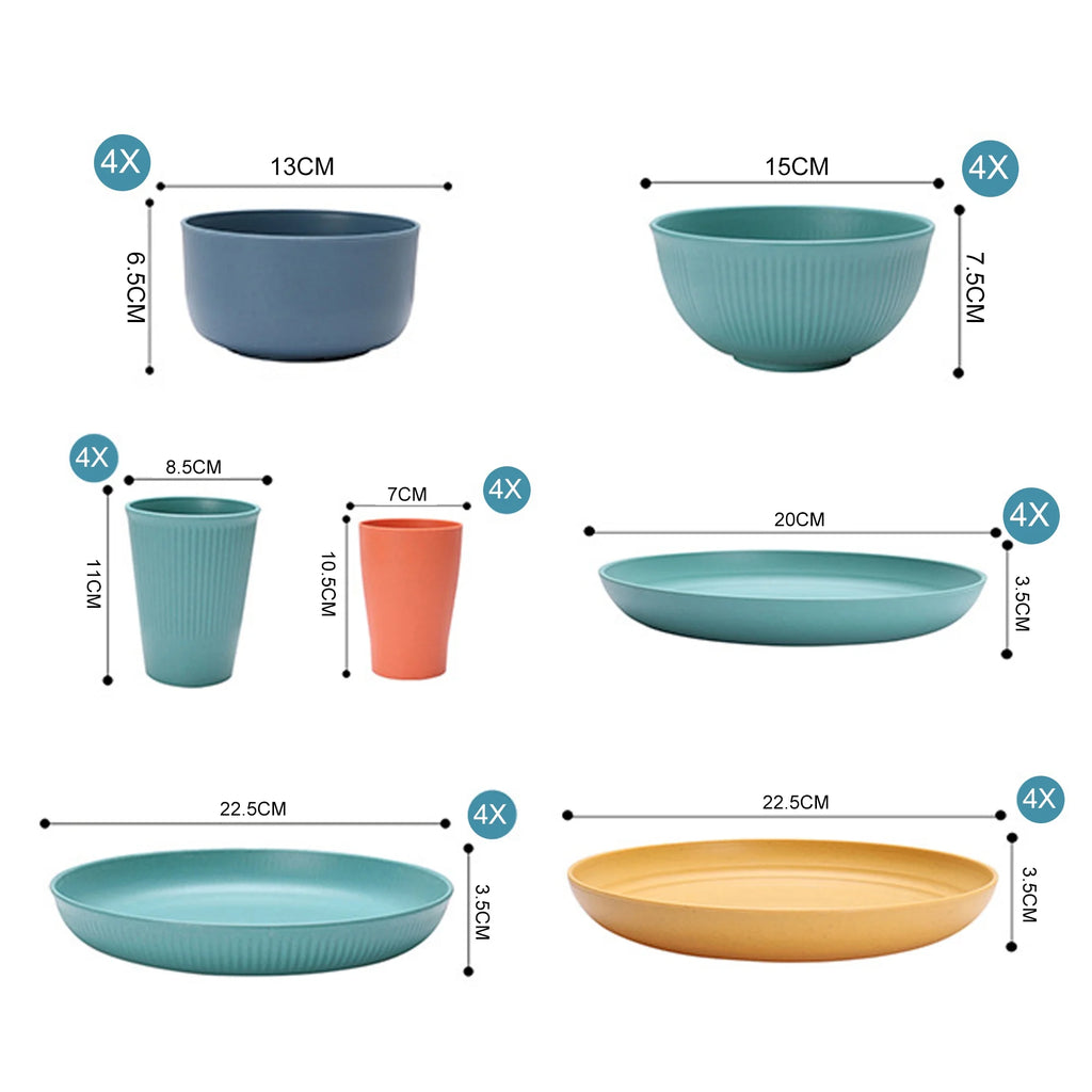 Blingpainting Wheat Straw Dinnerware Set - Durable, Non-Toxic, Sustainable, Eco-Friendly,Stain-Resistant & Dishwasher Safe