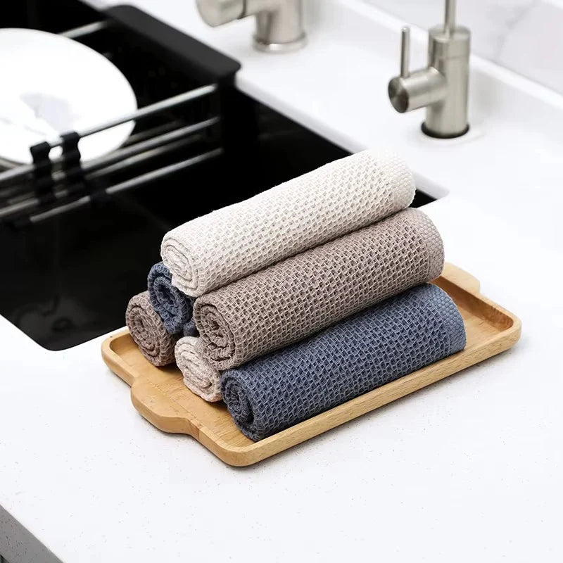 100% Cotton Dishcloth Set – Ultra Soft & Highly Absorbent Kitchen Towels, Reusable Household Cleaning Cloths for Dishes, Kitchen & Home Use
