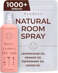 Natural Room Spray, 4 Oz, Aromatherapy for Room, Fragrance Spray and Home/Linen Deodorizer Mist, All Natural Spray Air Freshener with Lemongrass and Peppermint Oil, 1000 Sprays