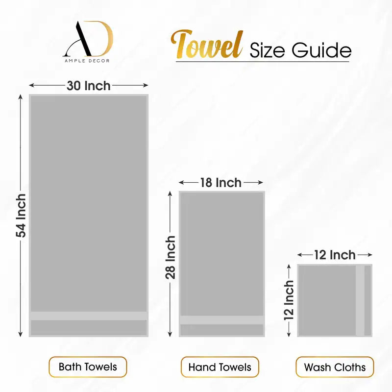 Luxurious Ultra Soft Plush Thick Cotton Towel Sets - Set of 18