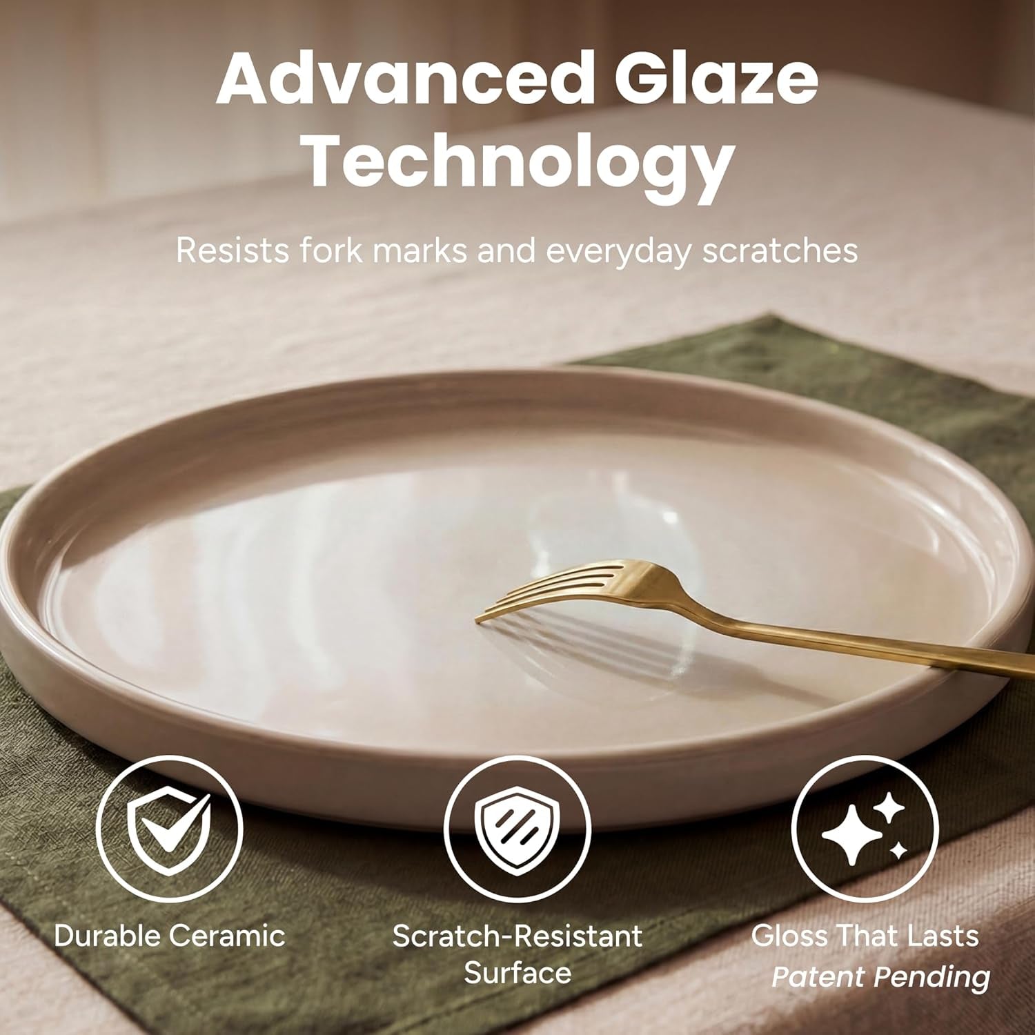 Stoneware Dinnerware Set for 4, 12-Piece Ceramic Plates and Bowls Set, Chip & Scratch Resistant Dish Set, Microwave, Dishwasher & Oven Safe for Everyday Meals, Cream White