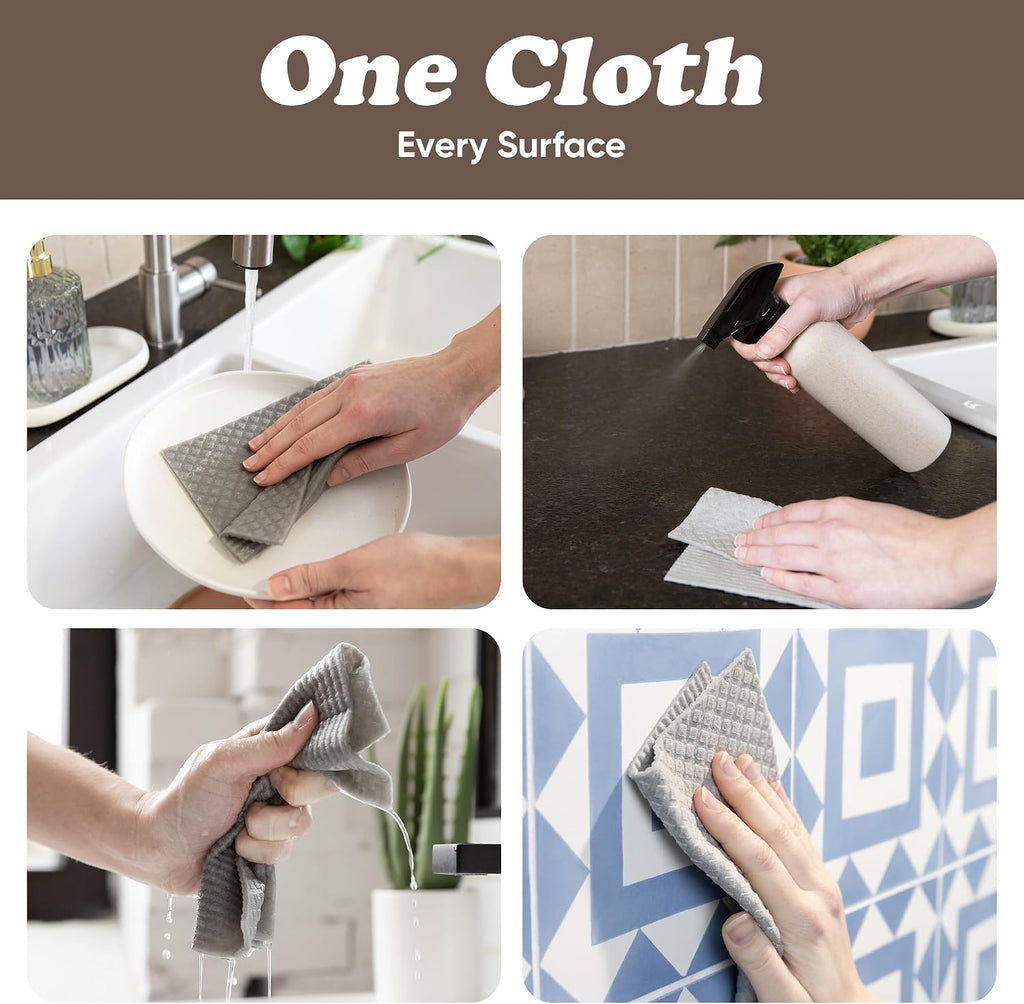 Organic Origin Swedish Dishcloths & Plant-Based Sponges - Absorbent 12 Swedish Dishcloths and 12 Plant-Based Sponges - Reusable Paper Towels & Cellulose Scrubber Set for Kitchen Cleaning (24 Pack)