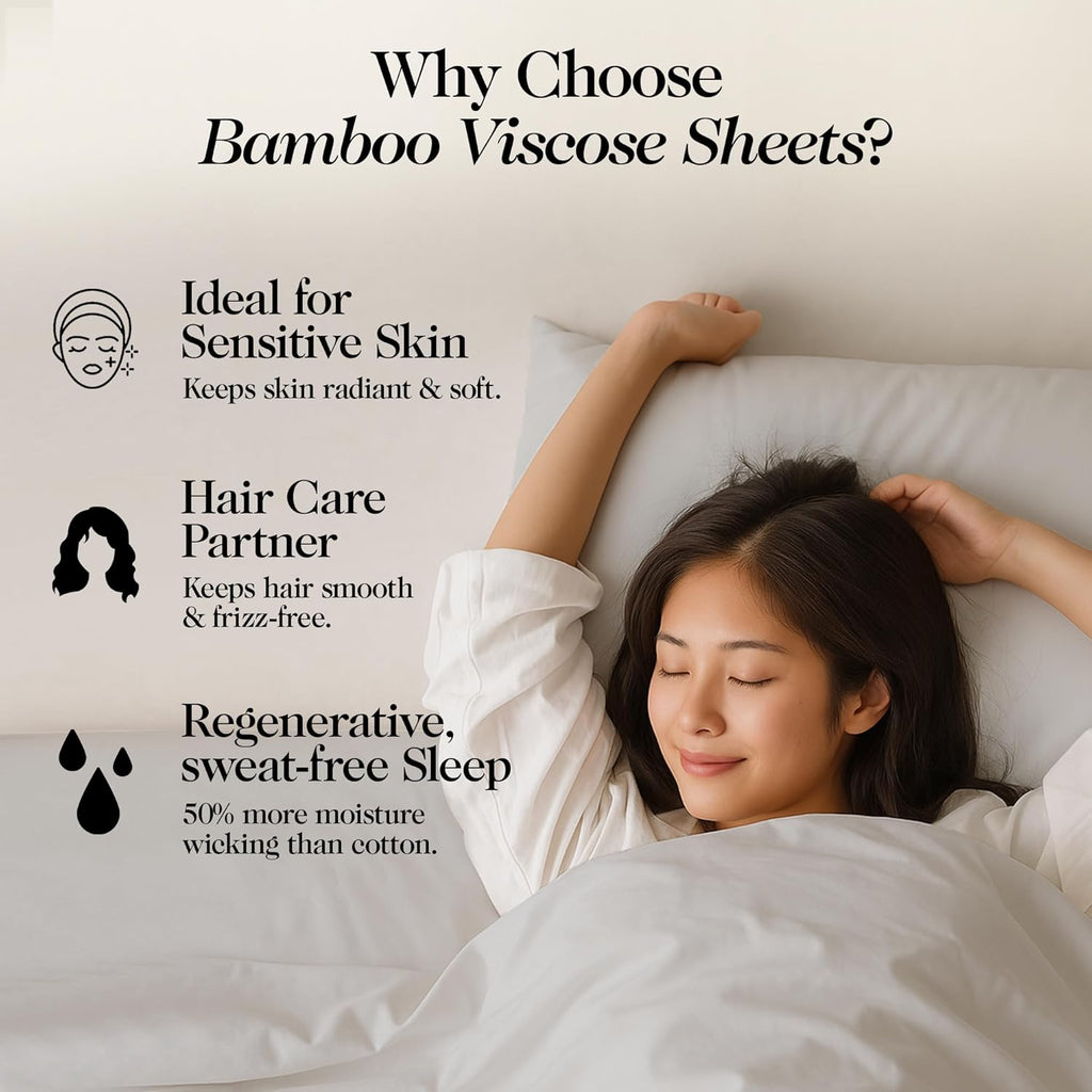 100% Organically Grown Bamboo Viscose Queen Sheet Set - 16" Deep Pocket with 4 Corner Straps & Double-Elastic, 100% Pure Viscose No Blend, Silky Soft & Breathable Bedsheets, 4 Pcs, Light Grey