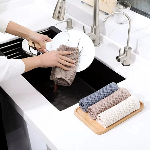 100% Cotton Dishcloth Set – Ultra Soft & Highly Absorbent Kitchen Towels, Reusable Household Cleaning Cloths for Dishes, Kitchen & Home Use