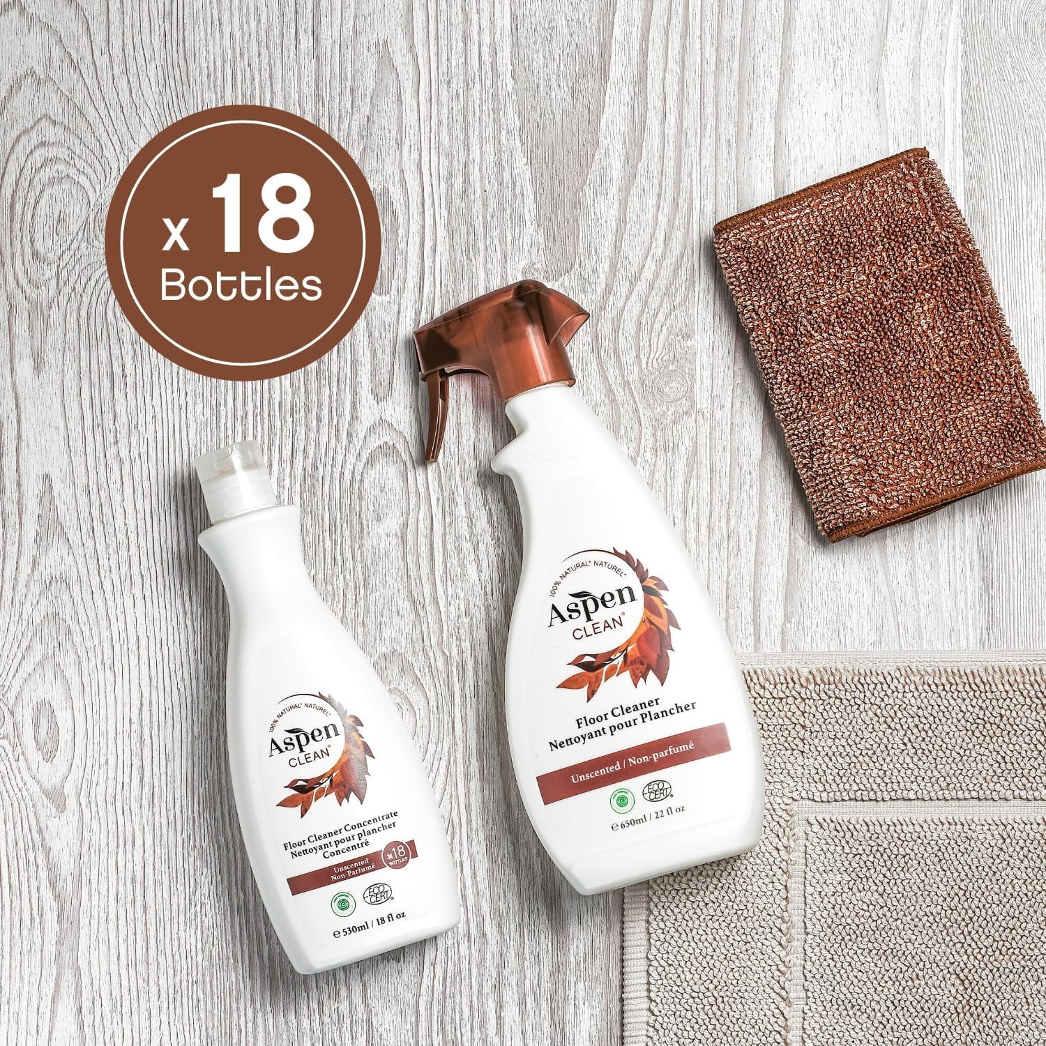 Natural Floor Cleaner Concentrate | Makes 18 Bottles | EWG Verified | Safe for Tile, Wood & Laminate | 18 Fl Oz