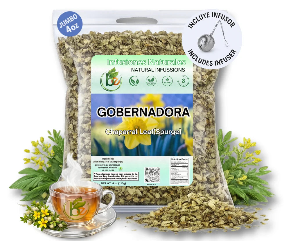 Gobernadora Tea (Chaparral Leaf) – 4 Oz Loose Leaf Herbal Tea – 100% Natural, Vegan, Caffeine-Free – Traditional Herb for Wellness – Includes Stainless Steel Tea Infuser Ball