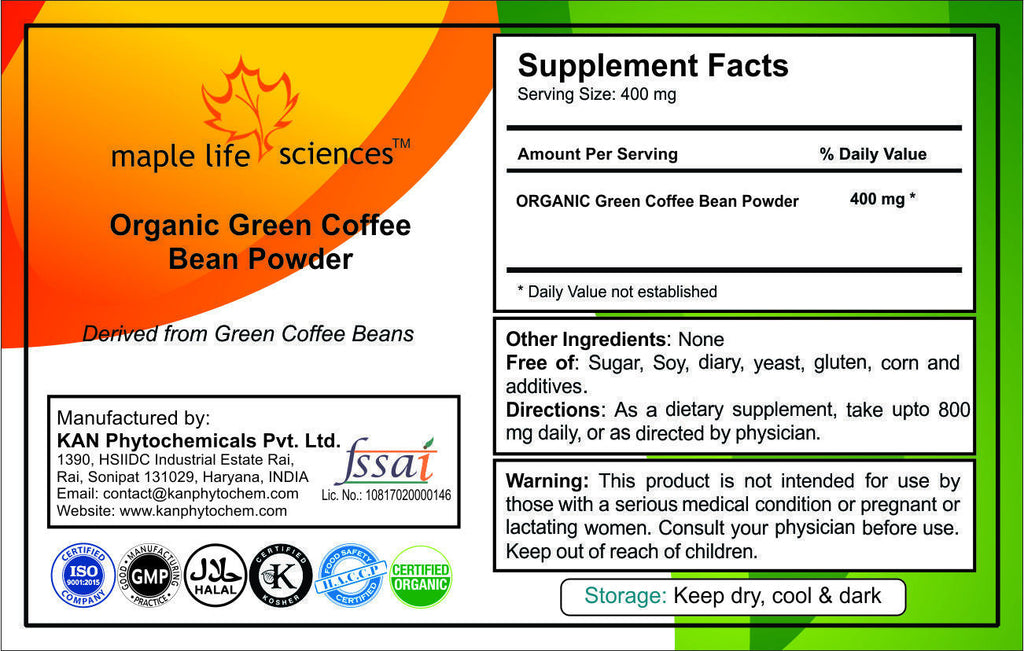 ORGANIC Green Coffee Bean Powder Pure & High Quality