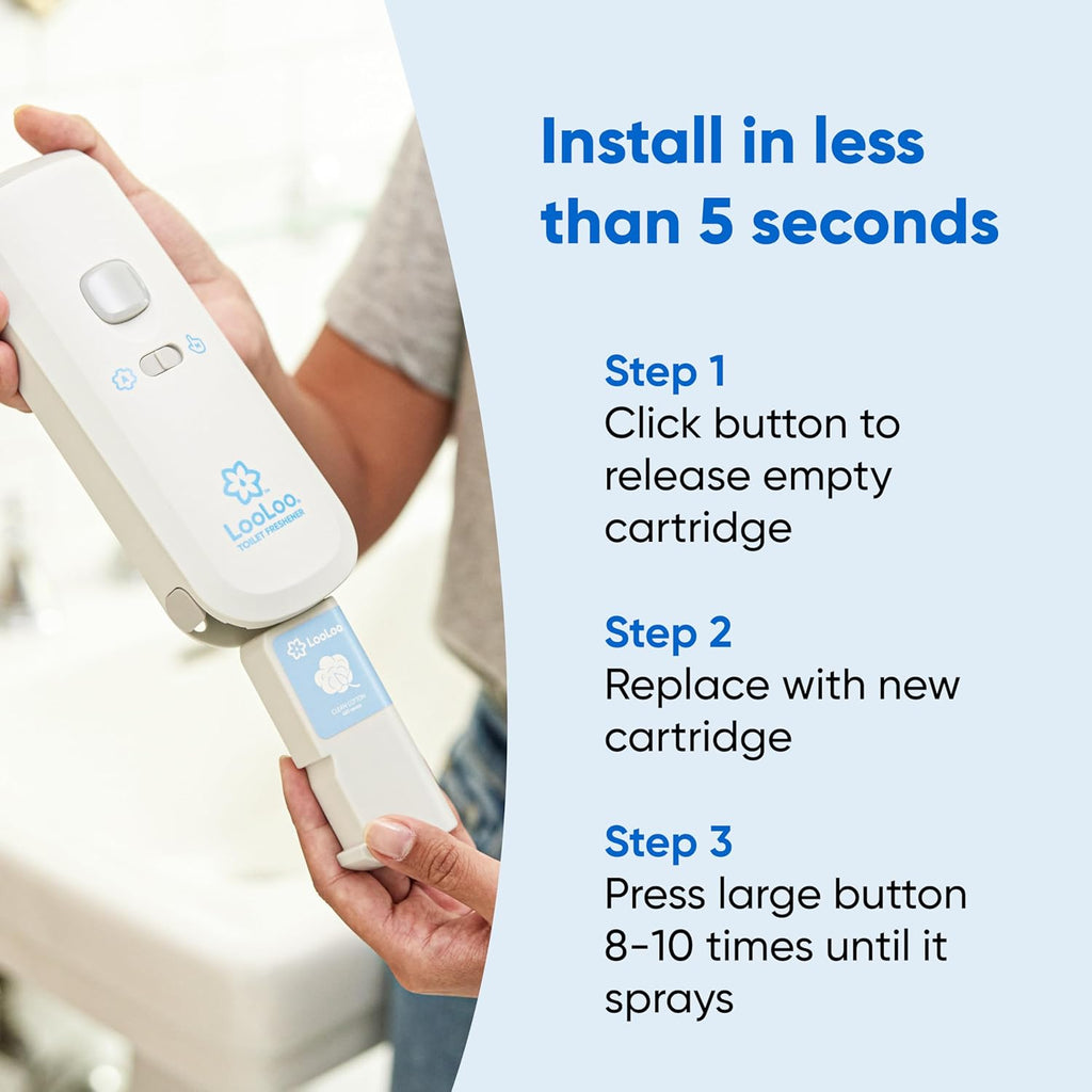 Loo Loo Touch Free Toilet Freshener Refills, Natural Essential Oils – Toilet Smell Eliminator, Bathroom Deodorizer, Air Freshener Spray for Bathroom, Lavender Fields Fragrance, 2.0 Fl Oz