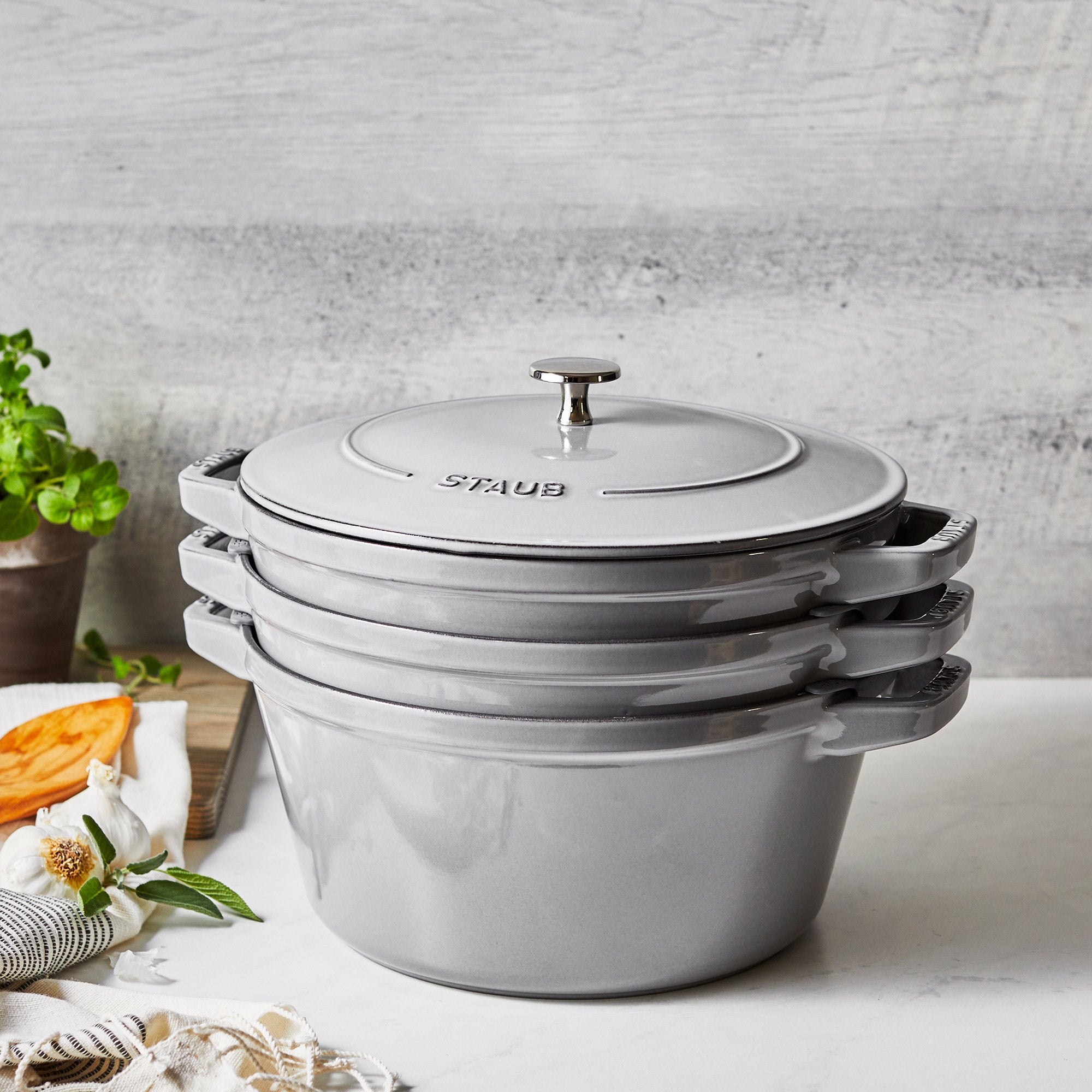 Staub 4-Piece Stackable Cast Iron Cookware Set