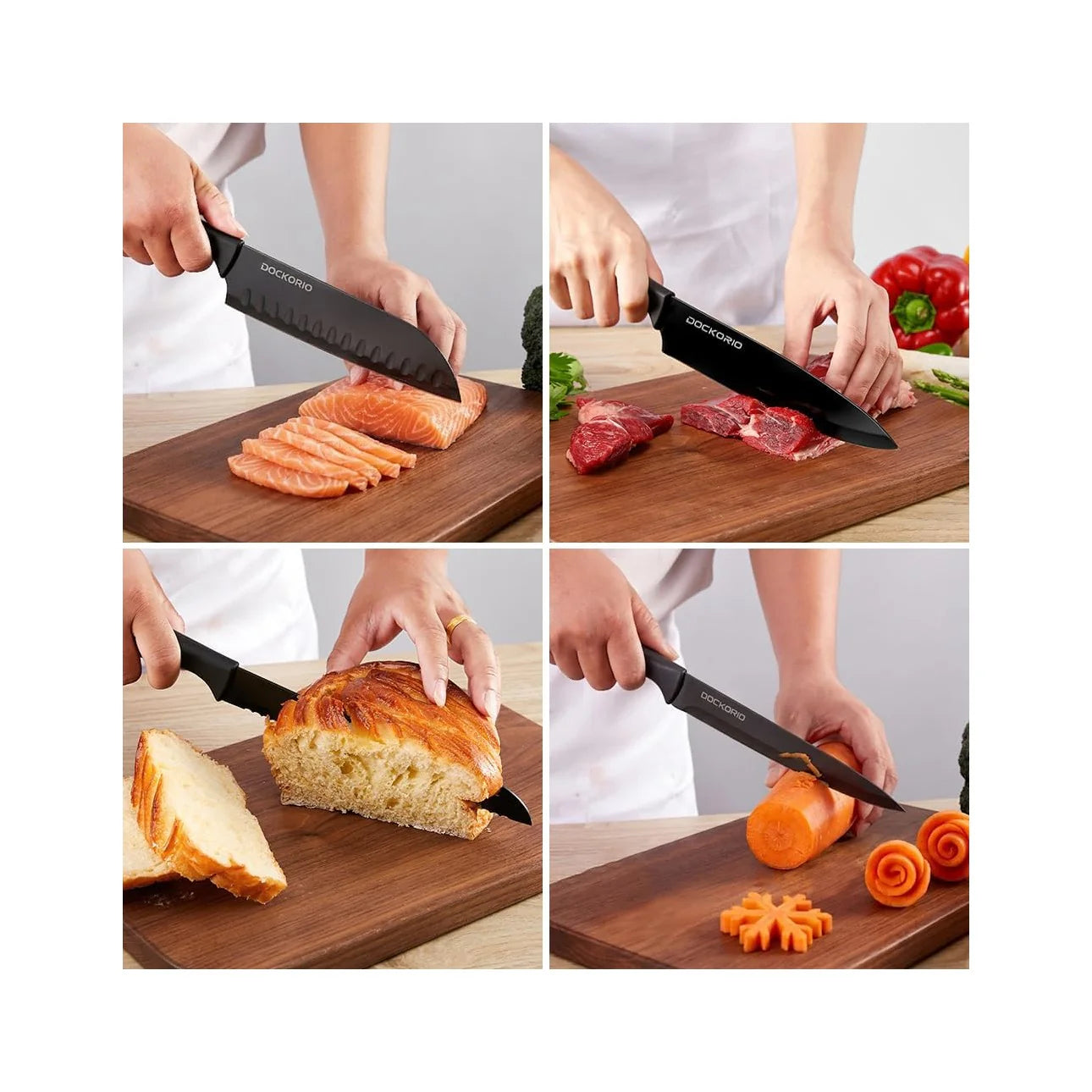 Kitchen Knife Set with Block, 19 PCS High Carbon Stainless Steel Sharp Includes Serrated Steak Knives Set, Chef Knives, Bread Knife, Scissor, Sharpener, All in One