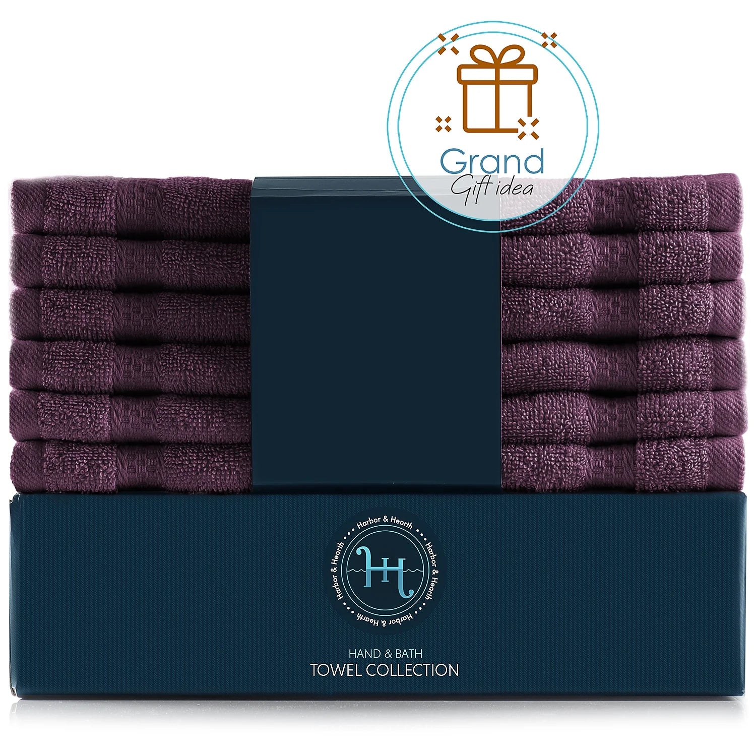 Bath Towel Collection, 100% Cotton Luxury Set of 12 Multipurpose Wash Cloths - Purple