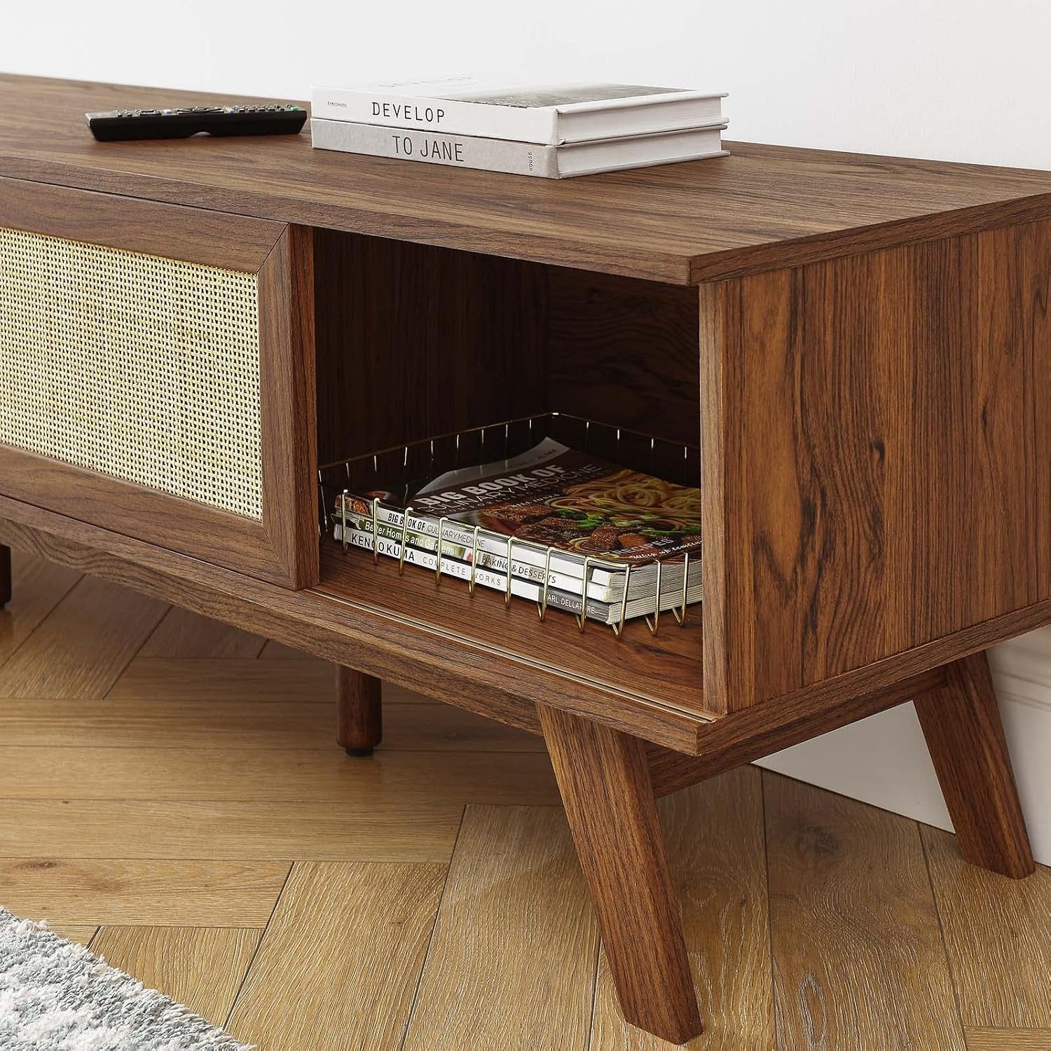 Soma 60" Rattan TV Stand in Walnut