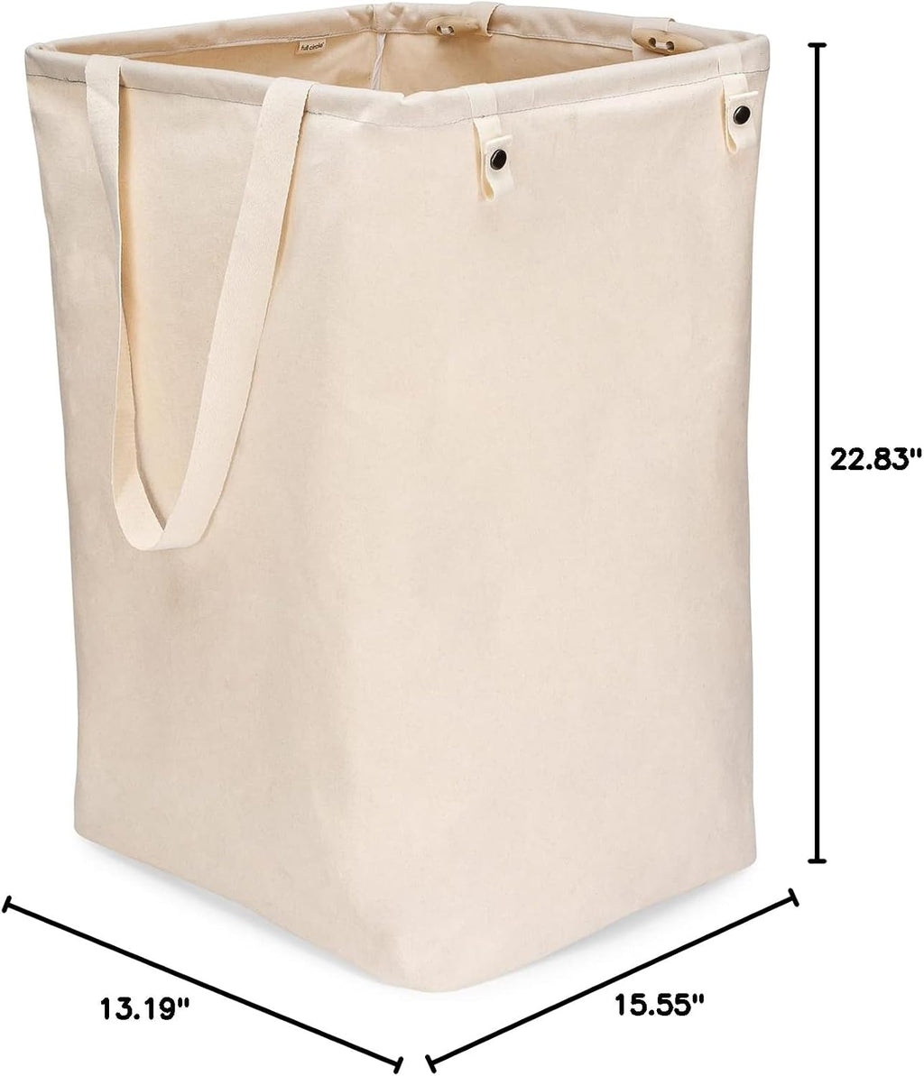 Full Circle Loads of Fun Collapsible Laundry Bag – Pop-Up Laundry Basket for Dirty Clothes & Towels– Organic Cotton with Long Handles - Ideal for Travel & Collapsing - Perfect for Bedroom or Dorm