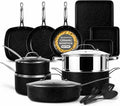 Ceraluxe 20 Pc Ceramic Cookware Set Nonstick, Complete Pots and Pans Set Non Stick for Kitchen with Bakeware, Utensils & Steamer, Non Toxic Made without PFOA PFOS, Oven & Dishwasher Safe