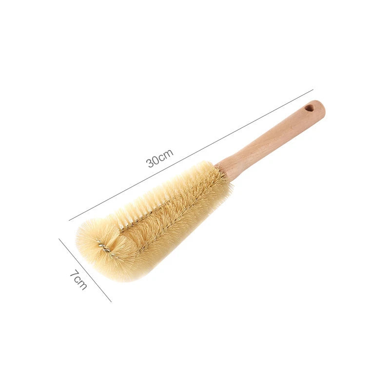 Wooden Bottle Cleaning Brush with Long Handle - Glass Scrubber for Stainless Steel Drink Bottles, Kitchen Tools,Cleaning Tools