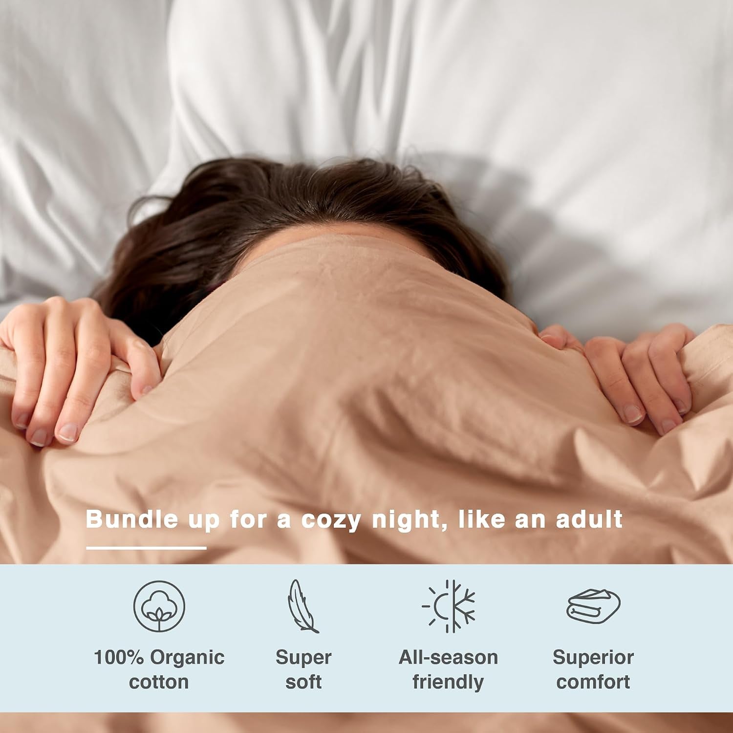 GOTS Certified 100% Organic Cotton Duvet Cover King Size - 400 TC Sateen - Soft - Silky - Button Closure - Edge Ties - 1 Duvet Cover (106"X92")+2 Pillow Shams (20"X36") - Taupe