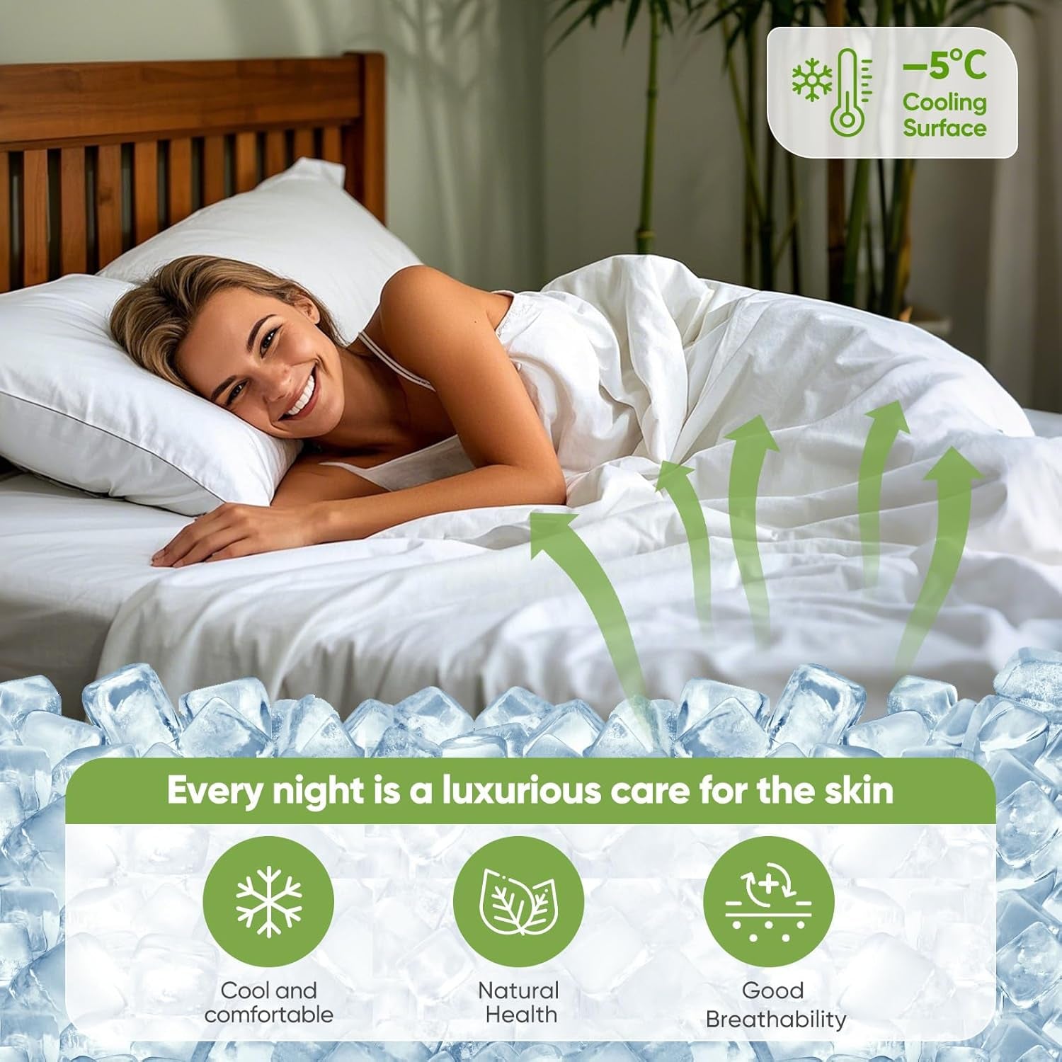 Real 100% Viscose Derived from Bamboo Sheets Set Queen Size, Cooling & Silky Soft for Hot Sleeper, Luxury with Breathable & Moisture Wicking Fabric, 18" Deep Pocket with Corner Straps (White,Queen)
