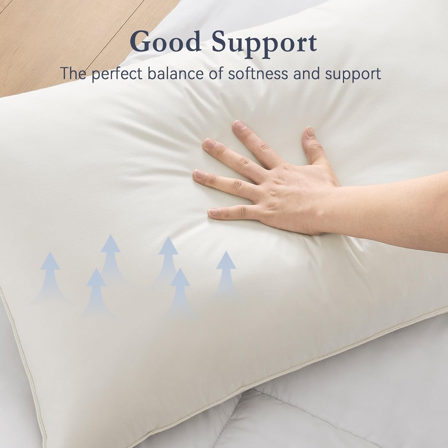 ® Goose Feather down Pillows, 100% Organic Cotton Cover, Luxury Hotel Collection Bed Pillows for Sleeping Set of 2, Queen Size