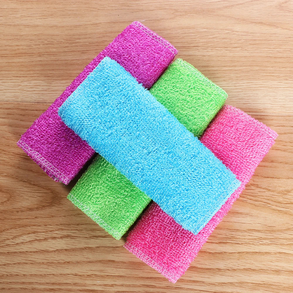1PC Anti-Grease Dish Cloth Bamboo Fiber Washing Towel Scouring Pad Magic Cleaning Rags Kitchen Household Supplies Cleaning Tools