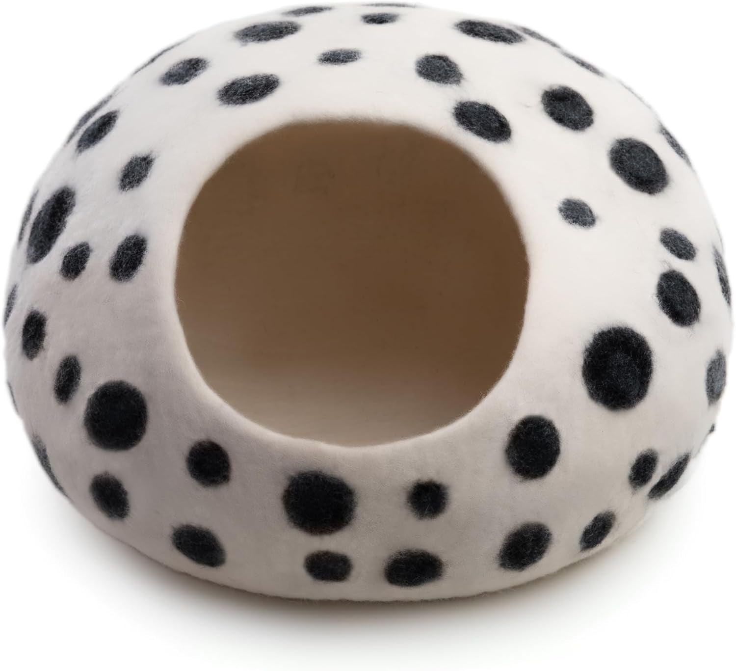 Large Wool Cat Bed Cave - Extra Warm Kitty Beds Handcrafted Kitten Caves Bed for Indoor Cats - Eco-Friendly Felt, Foldable Cat Hideaway Covered Cat House Pod by